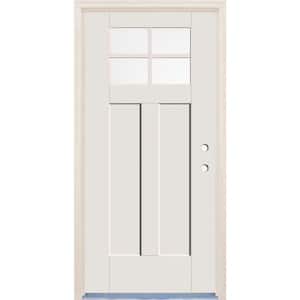 36 in. x 80 in. Left-Hand Clear Glass Unfinished Fiberglass Prehung Front Door with 6-9/16 in. Frame and Nickel Hinges