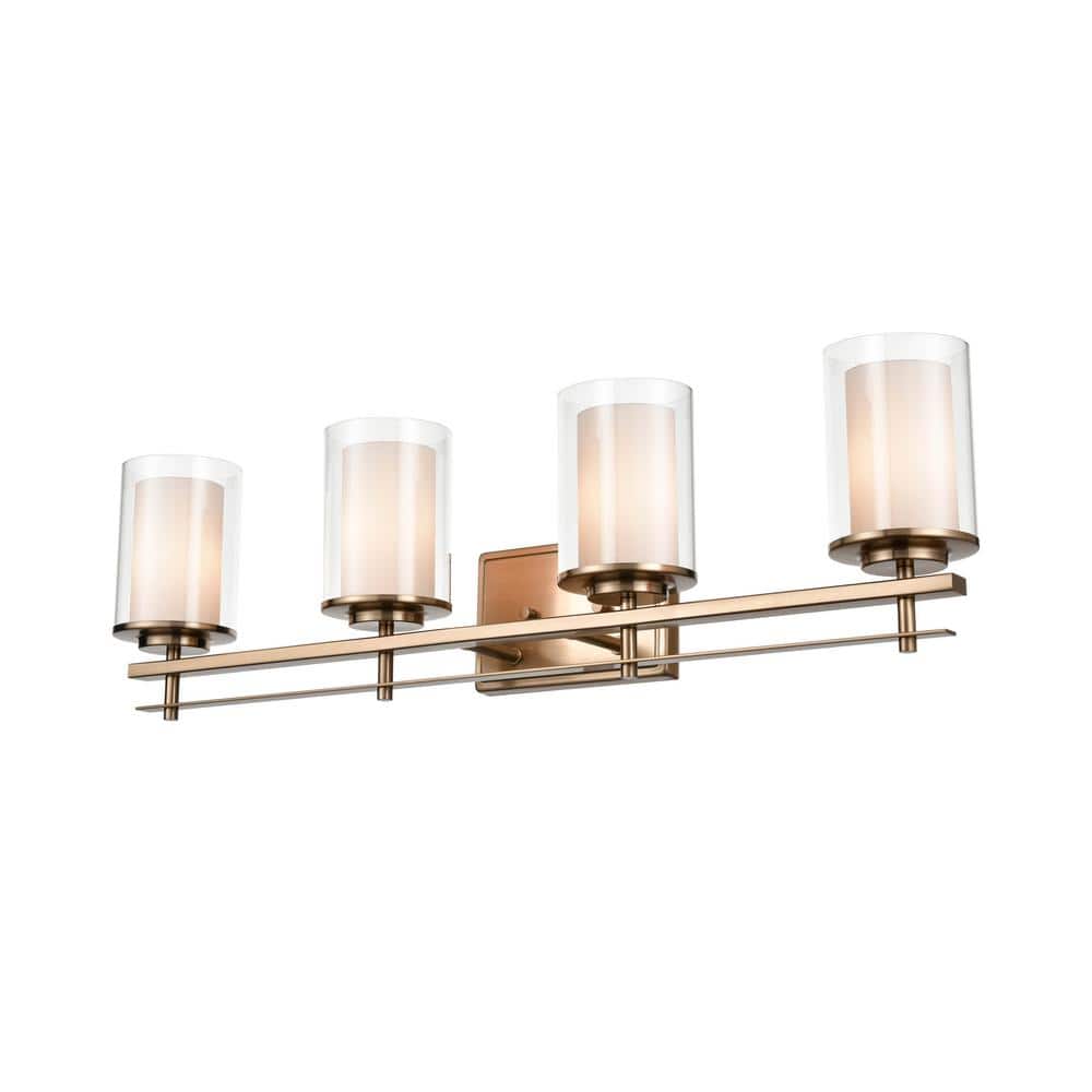 Modern Gold 4-Light Cylinder Shade Bathroom Vanity Light