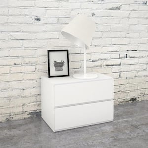 Blvd 1-Drawer White Nightstand with Drop Down Door 16.75 in. H x 23.75 in. W x 15.5 in. D