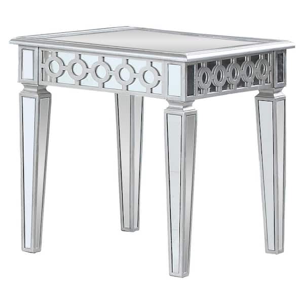 Best Master Furniture Stacey 24 in. Silver Mirrored Square End Table