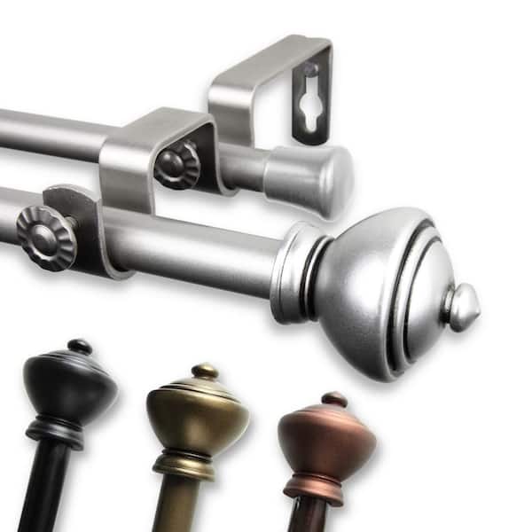 Rod Desyne 5/8" Dia Adjustable 28-48" Palace Double Curtain Rod with Palace Finials in Anituqe Light Gold