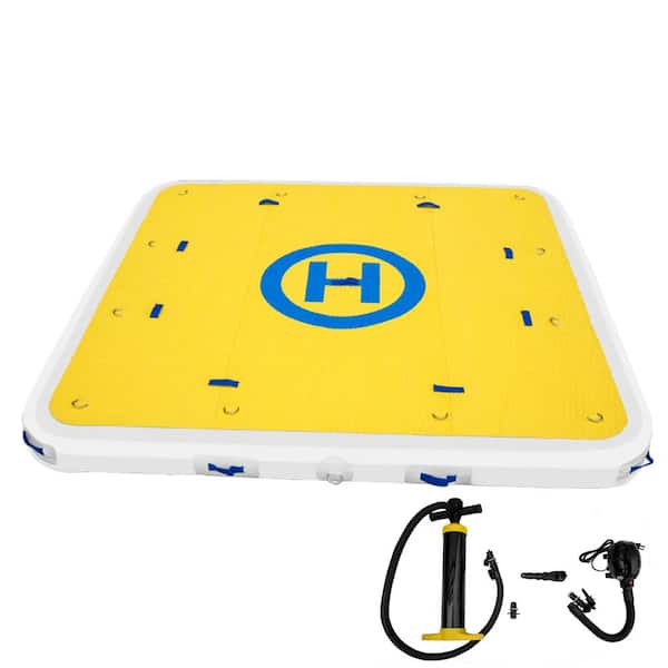 VEVOR Inflatable Dock Floating Platform 3 to 4-Person Capacity Drop Stitch PVC Non-Slip Raft 6 in. Thick for Pool Beach Ocean