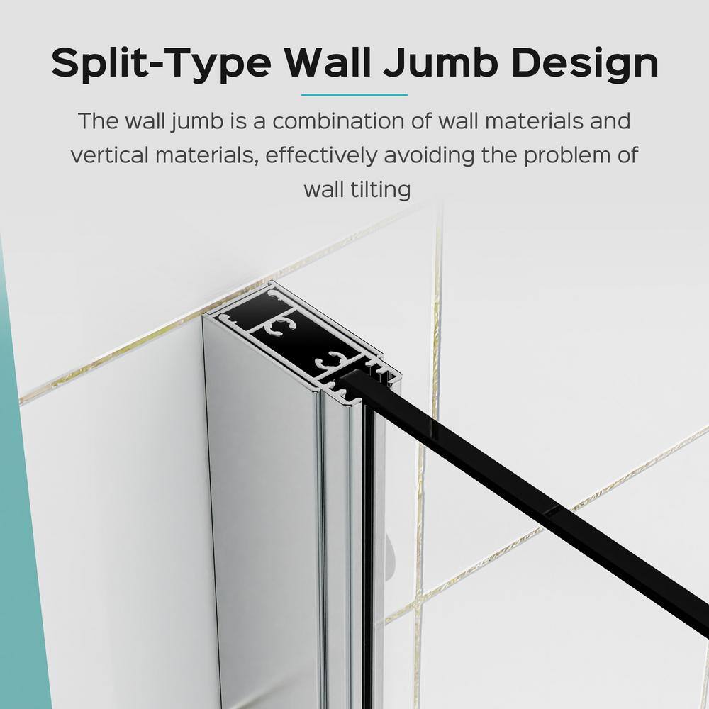 43 in. Chrome Frameless Pivot Tub Door with Clear Glass