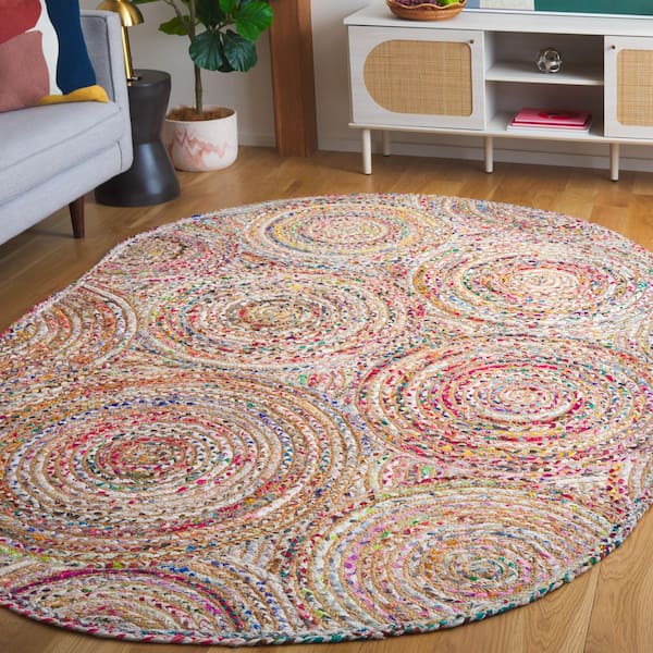 Cape Cod 6 ft. x 9 ft. Oval Beige/Multi Abstract Circles Geometric Area Rug