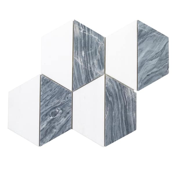 Jeffrey Court Kensington Gray 12.125 in. x 10.375 in. Hexagon Polished Marble Wall and Floor Mosaic Tile (0.873 sq. ft./Each)