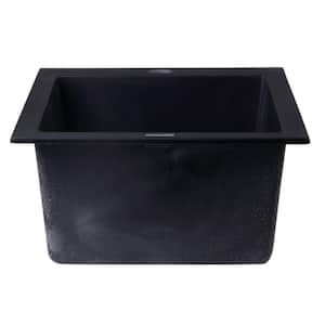 AB1720DI-BLA Drop In Granite Composite 16.13 in. 1-Hole Single Bowl Kitchen Sink in Black