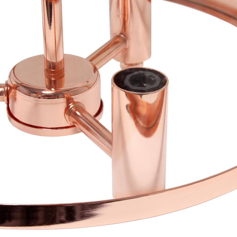 Rose Gold 13" Glass and Metal 3-Light Semi-Flush Mount