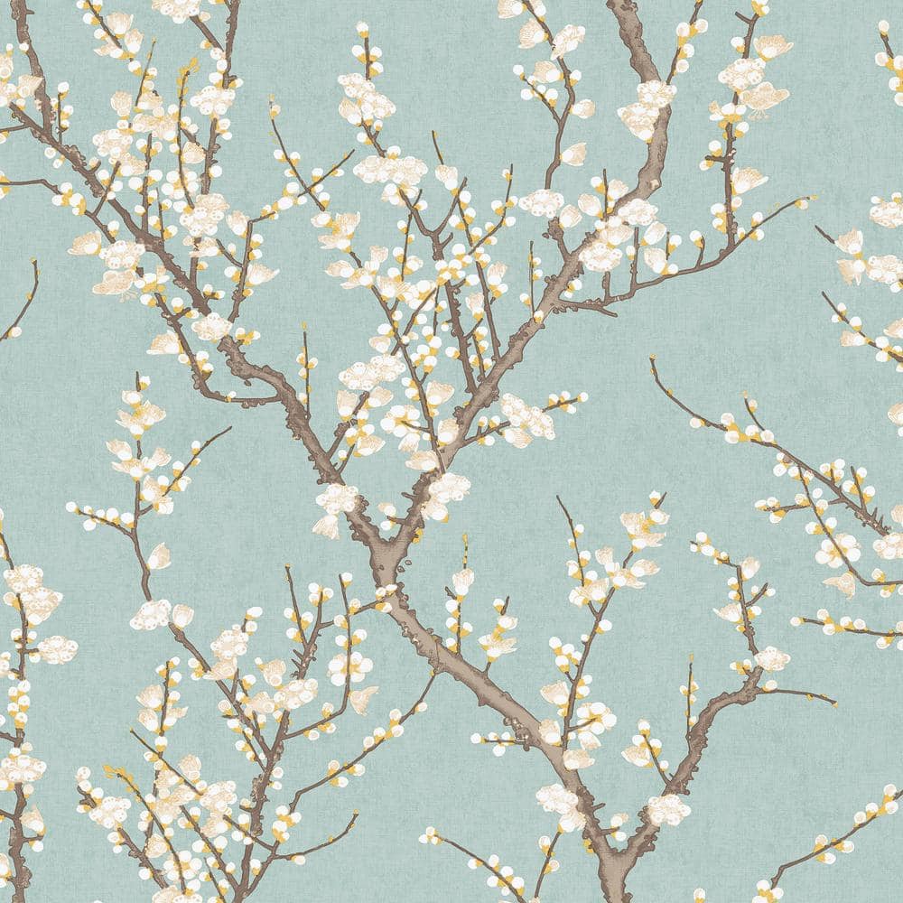 Spring Blossom Collection Sakura Tree Turquoise Matte Finish Non-Pasted Non