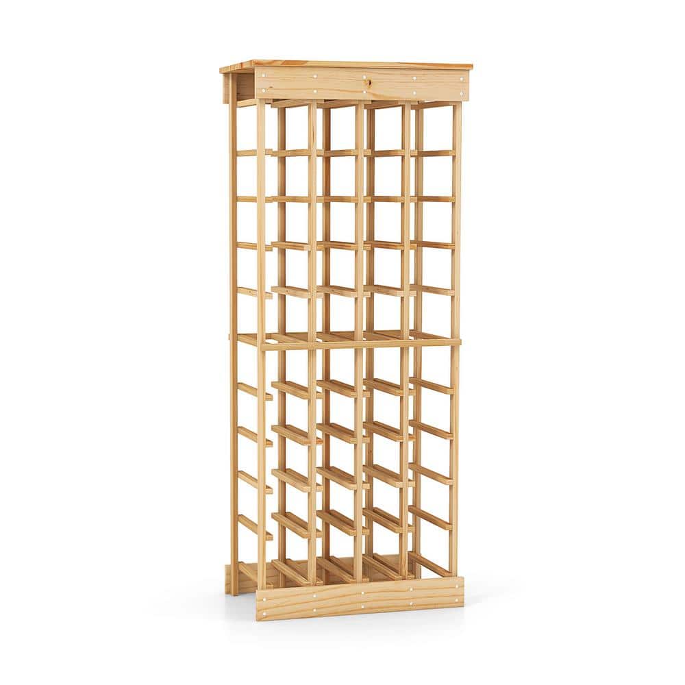 40-Bottle Freestanding Wines Holder Display Shelf 10-Tier Natural Color Sto