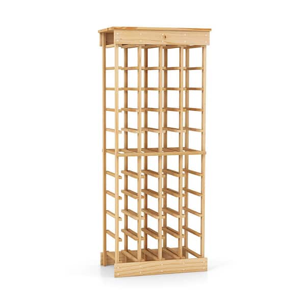 Unbranded 40-Bottle Freestanding Wines Holder Display Shelf 10-Tier Natural Color Storage Racks