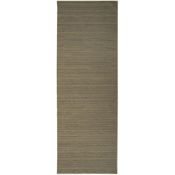 Nourison Washable Essentials Green 2 ft. x 8 ft. All-over design Contemporary Runner Area Rug