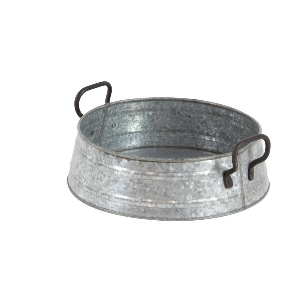 Set of 3 Gray Metal Farmhouse Decorative Trays