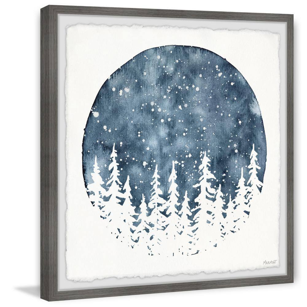 Blue and White Winter Forest Framed Print