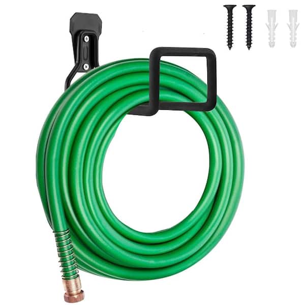 100 ft Garden Hose Holder Wall Mount Heavy Duty Iron Anti Slip Black 1 Pack
