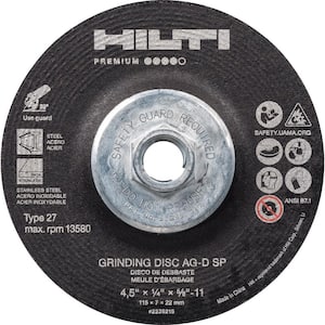 4.5 in. x 1/4 in. x 5/8 in. 11 AG-D SP Type 27 with Hub Premium Zirconium Grinding Disc (10-Pack)