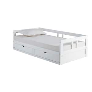 Melody White Twin to King Bed with Under Bed Storage
