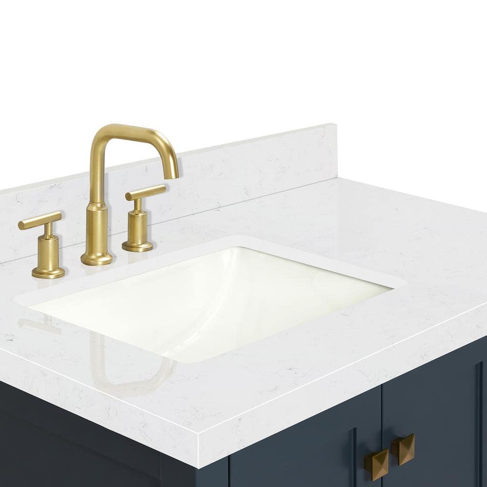 Midnight Blue 36" Freestanding Vanity with Quartz Top