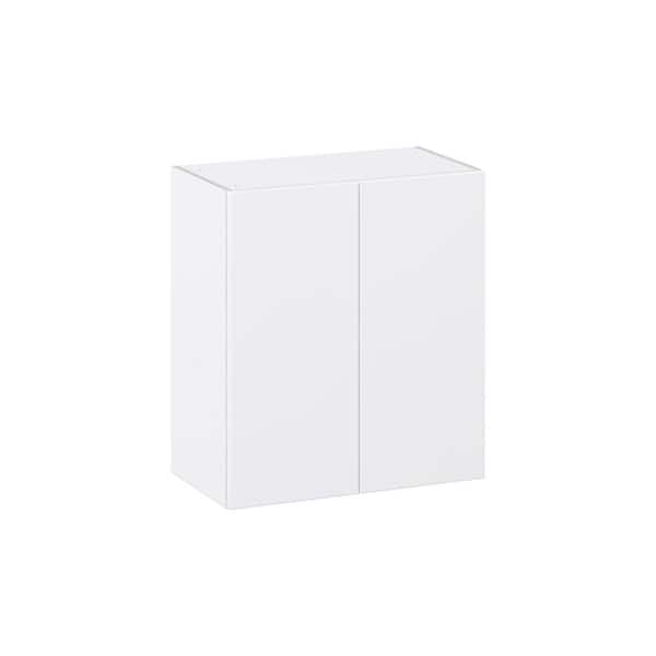 J COLLECTION Timberline 27 in. W x 14 in. D x 30 in. H Assembled Slab Wall Kitchen Cabinet in Bright White