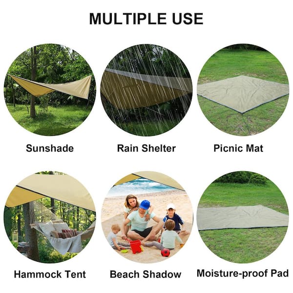 Zeus Ruta 4-Person Beige Camping Tent Tarp Multi-Purpose All