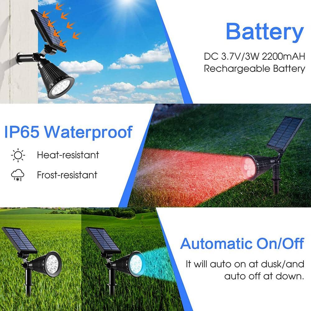 Color Changing Solar LED Outdoor Spotlight Set - 4 Pack