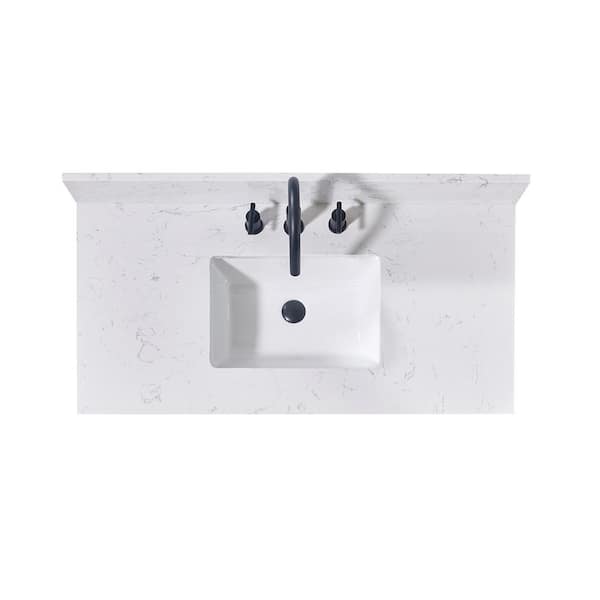 Altair Trento 43 in. W x 22 in. D Engineered Stone Composite Vanity Top in Aosta White with White Rectangular Single Sink