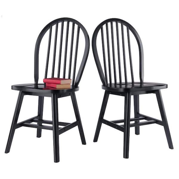 WINSOME WOOD Windsor Black Solid Wood Windsor Chair (Set of 2