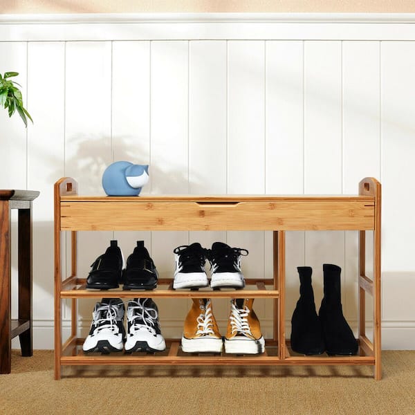 Bamboo shoe storage online bench