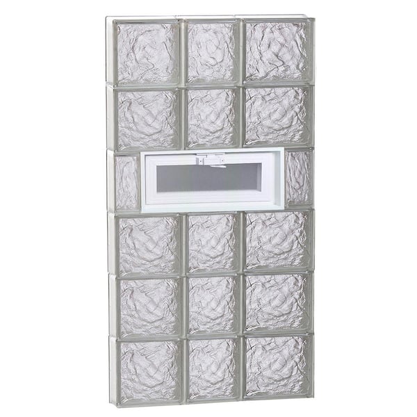 Clearly Secure 21.25 in. x 46.5 in. x 3.125 in. Frameless Ice Pattern Vented Glass Block Window