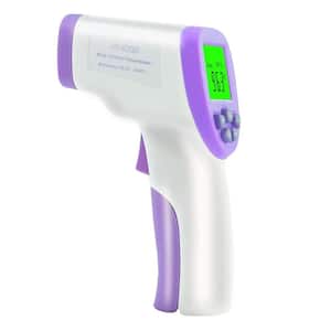 Digital Infrared Termometer, Forehead Body Gun Thermometer, Non-Contact Temperature Measurement Device in Purple White