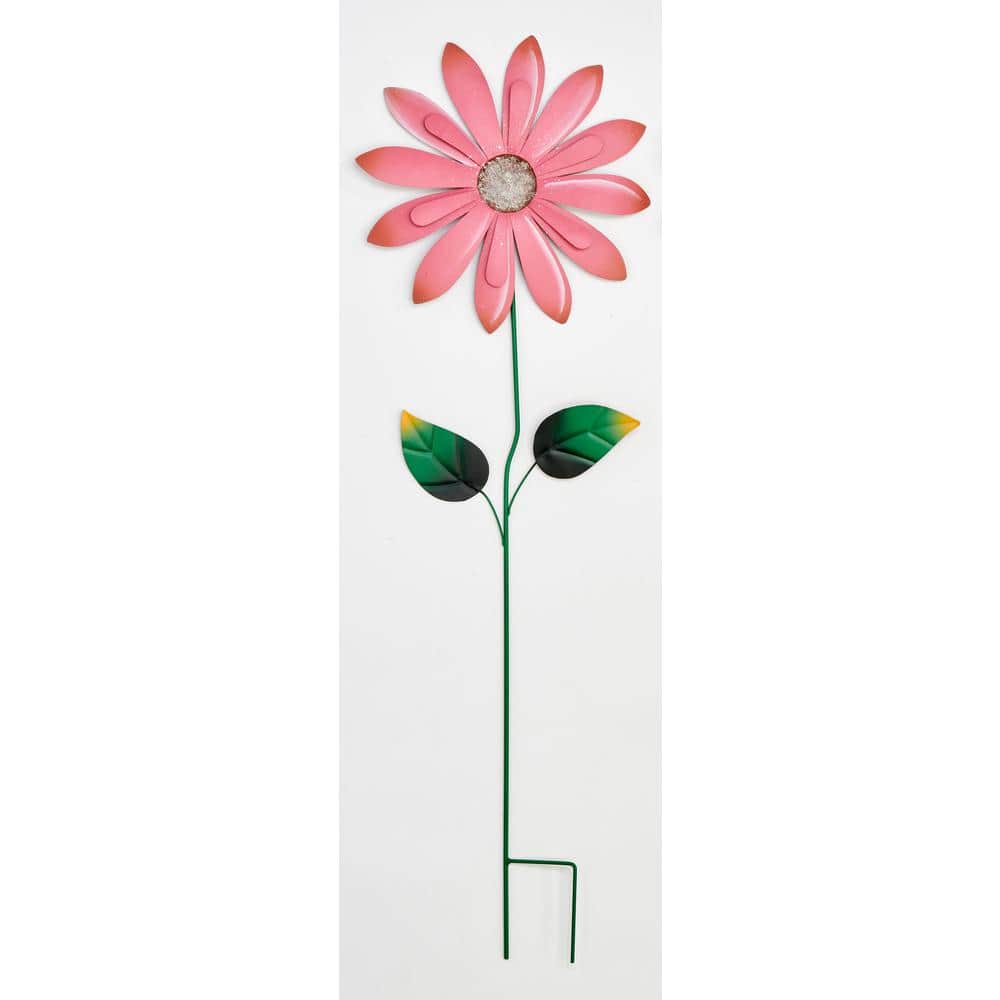 36 in. Metal Daisy Flower Garden Stake, Pink