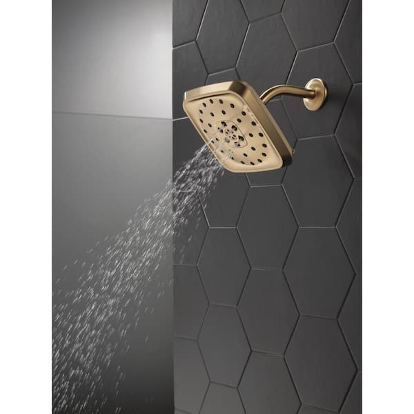 H2Okinetic Gold 4-Spray Patterns 1.75 GPM 7.69 in. Wall Mount Fixed Shower Head in Lumicoat Champagne Bronze