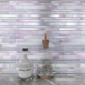 Aurora Purple 11.82 in. x 12.76 Interlocking Glossy Glass Mosaic Tile Sample