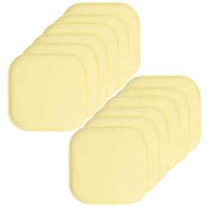 Yellow, Honeycomb Memory Foam Square 16 in. x 16 in. Non-Slip Back Chair Cushion (12-Pack)