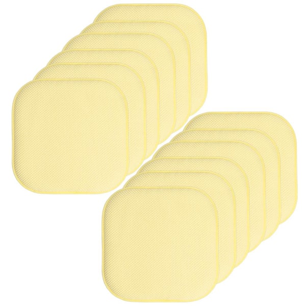 Sweet Home Collection Yellow, Honeycomb Memory Foam Square 16 in. x 16 in. Non-Slip Back Chair Cushion (12-Pack)