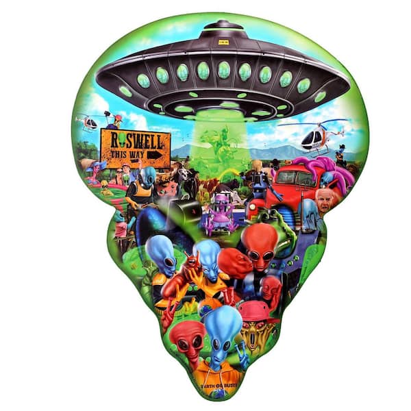 American Art Decor Embossed Metal Wall Art Sign for Bar, Man Cave, Game Room - Multi-colored, Roswell Alien Fest UFO, 18 in. x 13.75 in.