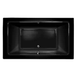 SIA 66 in. x 36 in. Acrylic Rectangular Drop-in Whirlpool Bathtub in Black