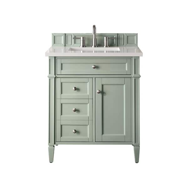 James Martin Vanities Brittany 30.0 in. W x 23.5 in. D x 34 in. H Bathroom Vanity in Sage Green with White Zeus Quartz Top