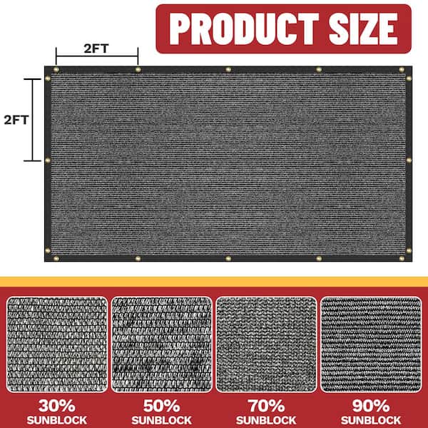 cotton KOKAGE tarp WIDE “BIG SHADOW” 4 ft. x 2 ft. Black Shade Cloth Tarp with Grommets 90% Blockage SM