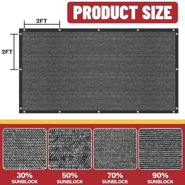 6 ft. x 12 ft. Black Shade Cloth Tarp with Grommets 90% Blockage