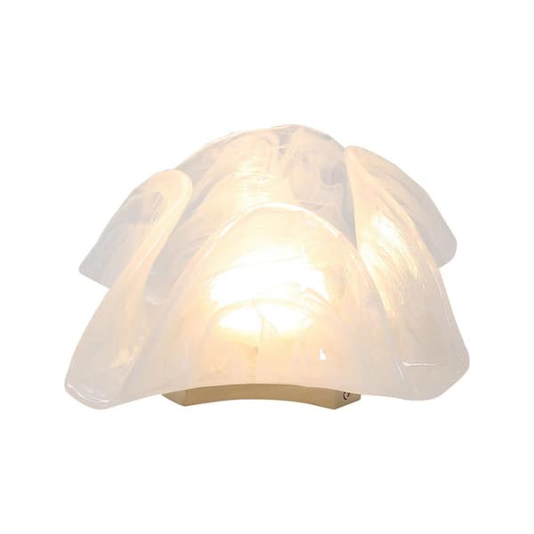 Golden Lighting - Glacier LED 1-Light Wall Sconce in Polished Nickel with Icy Glass Shade