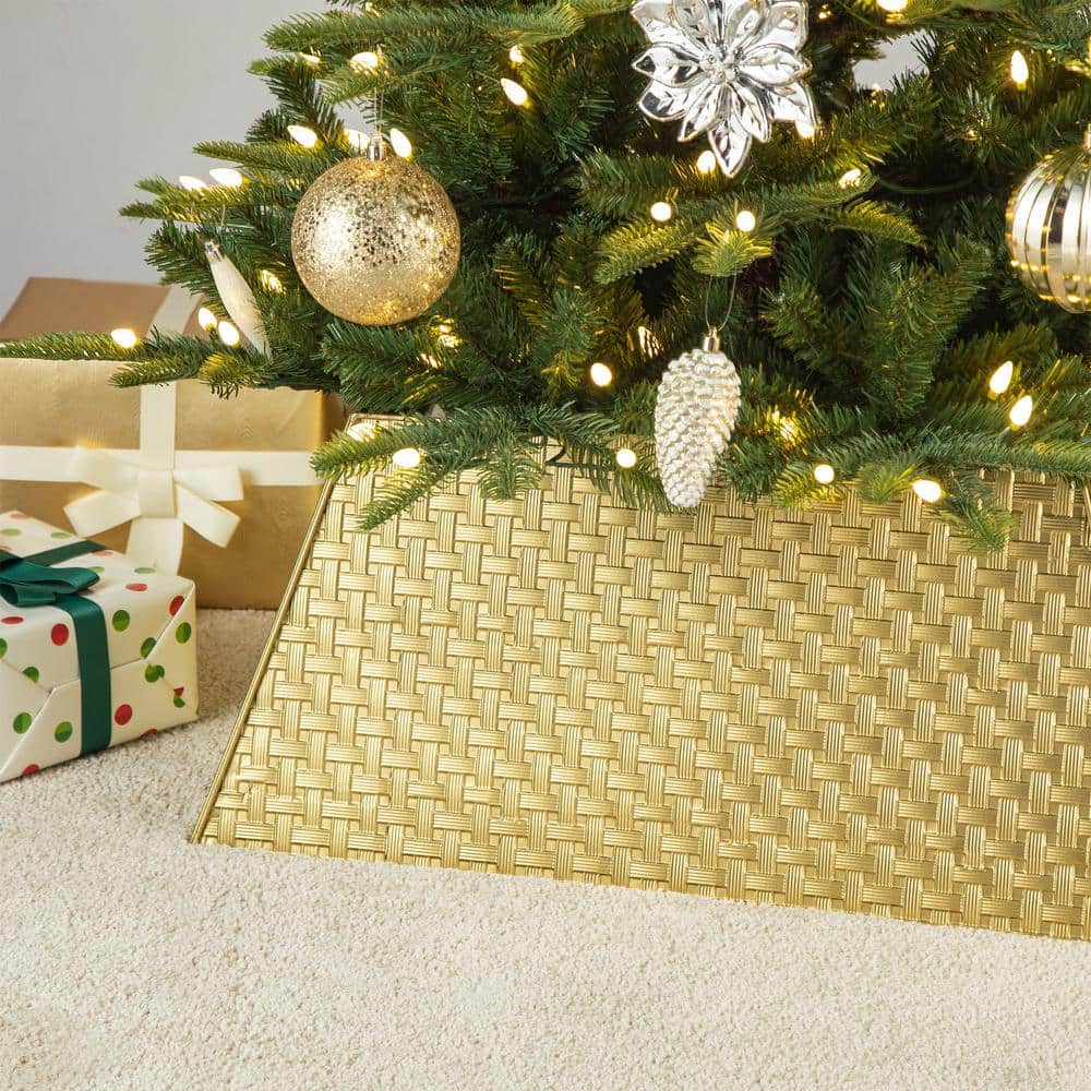 Gold Trapezoid Metal Weave Christmas Tree Collar