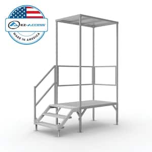 FORTRESS 23 in. to 34 in. H OSHA Compliant Aluminum 3-Riser Stair System with Platform and Canopy