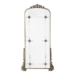 24.2 in. W x 48.6 in. H Antique Gold Arched Mirror with Metal Frame Full Length Mirror for Living Room Bathroom Entryway