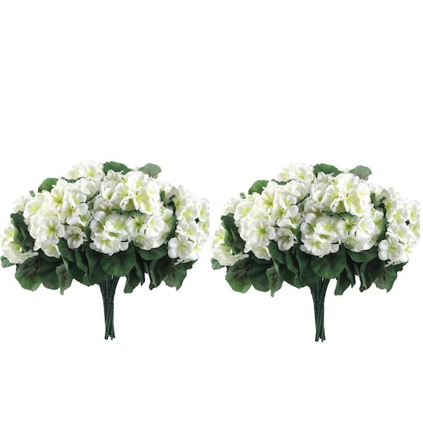 Unbranded 13 in. White Indoor/Outdoor Artificial Flower Geranium 12 Bundles