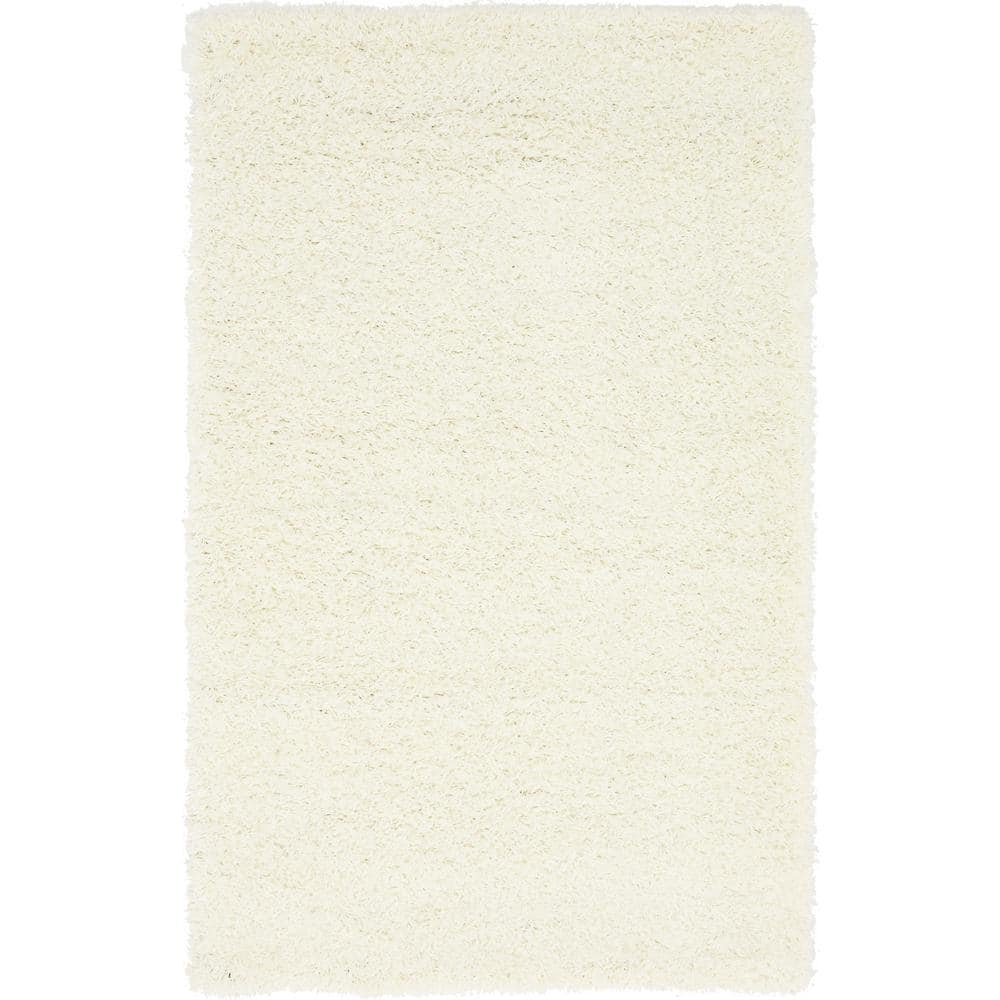 Snow White Rectangular Shag Indoor Area Rug