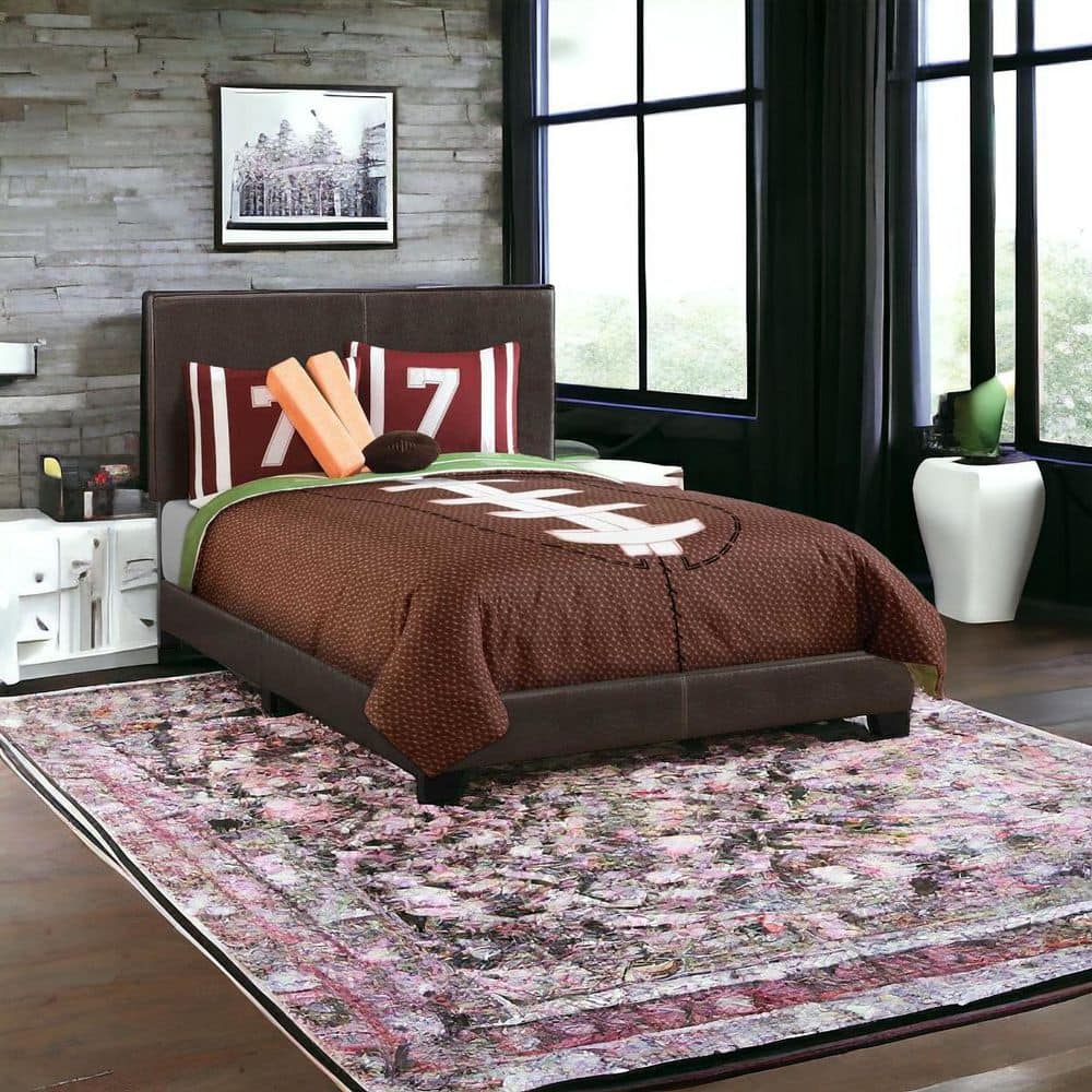 Brown Wood Frame Full Double Panel Bed