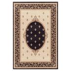 Jewel Fleur De Lys Medallion Black 5 ft. x 8 ft. Area Rug