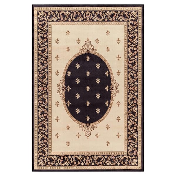 Concord Global Trading Jewel Fleur De Lys Medallion Black 7 ft. x 9 ft. Area Rug