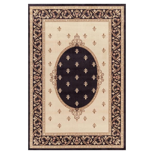 Concord Global Trading Jewel Collection Fleur De Lys medallion Black 9 ft. x 13 ft. Area Rug