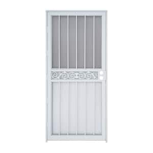 Tipton 32 in. x 80 in. Universal Reversible White Gloss Steel Storm Security Door